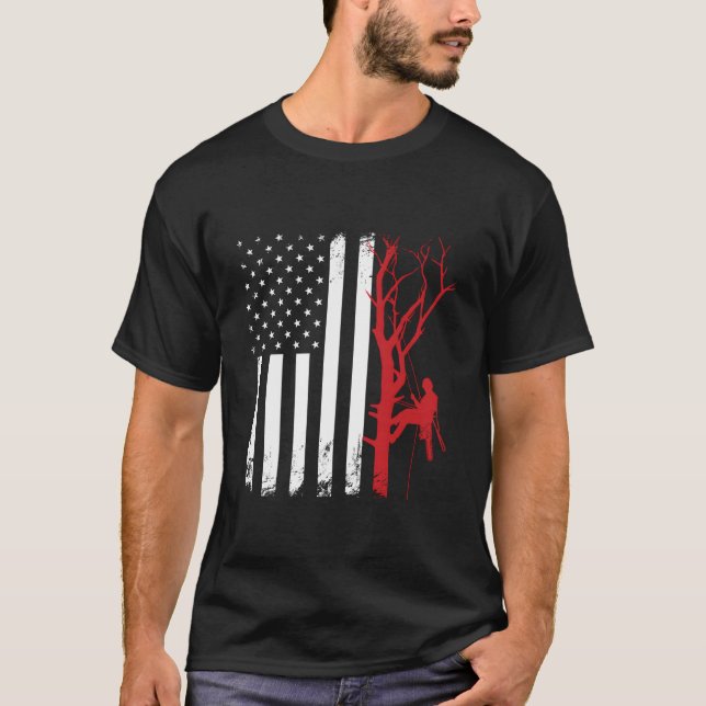 Camiseta Cirurgião Árvore Arborista Americano Flag America (Frente)