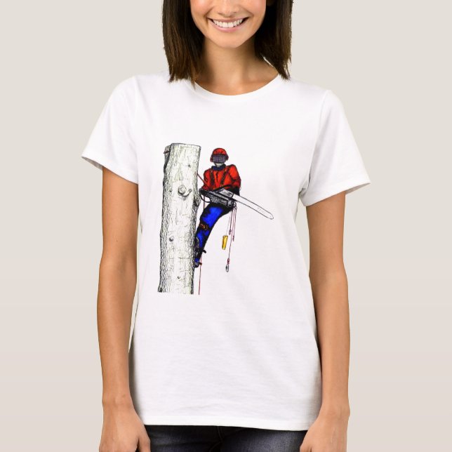 Camiseta Cirurgião Árvore Arborista no trabalho presente Ch (Frente)