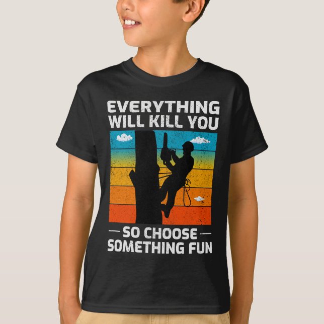 Camiseta Cirurgião Árvore Arborista Subindo Trimmer (Frente)