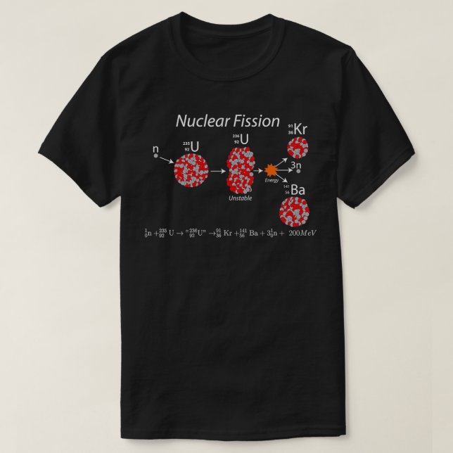 Camiseta Cisão Nuclear U 235 Equação Científica (Frente do Design)