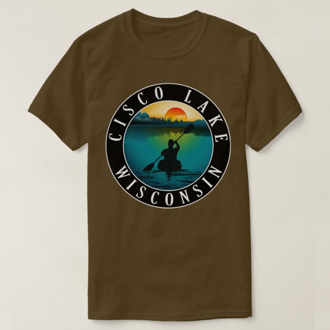 Camiseta Cisco Lake Wisconsin Kayaking (Frente do Design)
