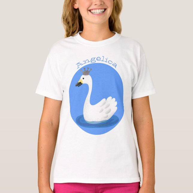 Camiseta Cisne branco bonito com desenho animado (Frente)