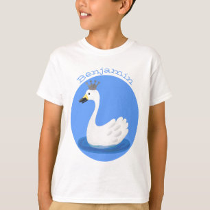 Camiseta Cisne branco bonito com desenho animado