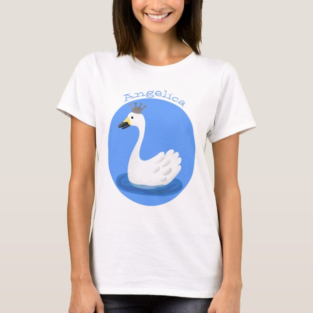 Camiseta Cisne branco bonito com desenho animado (Frente)