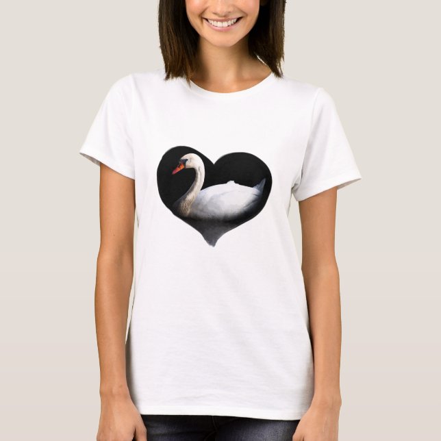 Camiseta Cisne branco sobre preto (Frente)