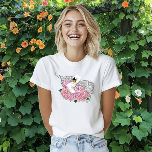 Camiseta Cisne e flores
