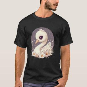 Camiseta Cisne Encantador Rodeado Por Margaridas