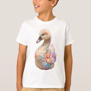 Camiseta Cisne Jovem Arco-íris Pastel Infantil