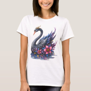 Camiseta Cisne Lua Coroada – Guardião do Lago Silencioso.