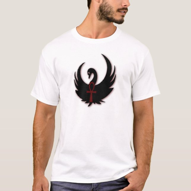 Camiseta Cisne preta com Ankh (Frente)