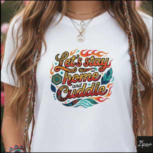 Camiseta Citação Aconchegante Geométrica Tribal de Folhas d