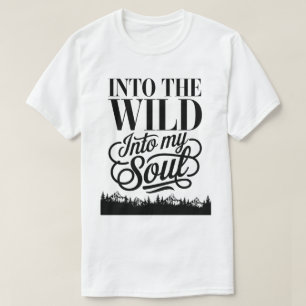 Camiseta Citação da aventura selvagem com cena de montanha