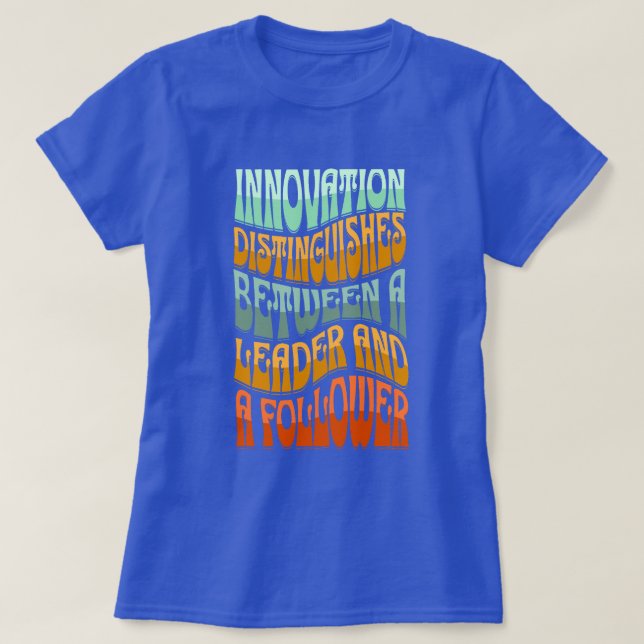 Camiseta Citação da criatividade de inovação com texto mult (Frente do Design)