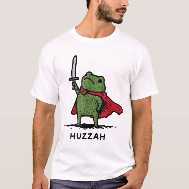 Camiseta Citação da Espada do Cavaleiro do Sapo Huzzah (Frente)