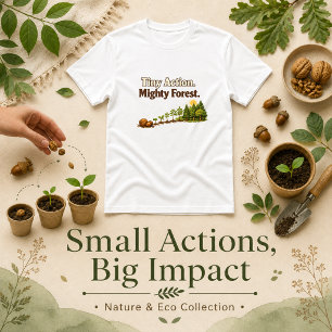 Camiseta Citação da Floresta Poderosa Ação Minúscula