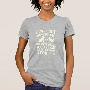 Camiseta Citação da Religião de Cachorro e Gato