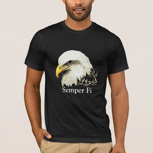 Camiseta Citação das Marines Semper Fi Bald Eagle (Frente)