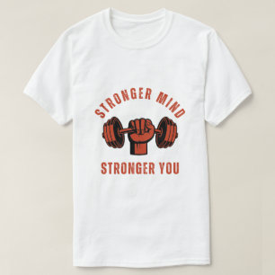 Camiseta Citação de Academia de Ginástica Mente Mais Forte