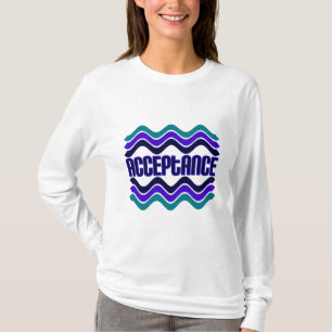 Camiseta Citação de Aceitação no Gráfico Verde Roxo Azul