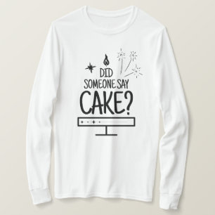Camiseta Citação de Amante de Bolo Tipografia Preta Minimal