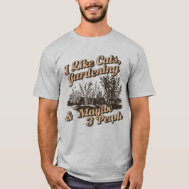 Camiseta Citação de Amante de Jardim e Gatos Introvertido E