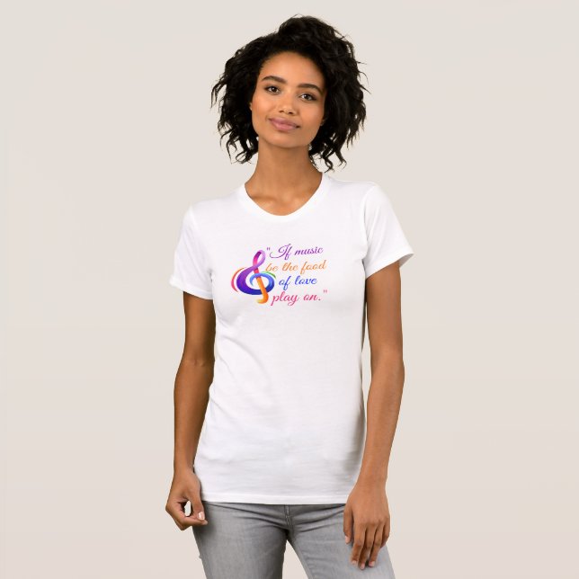 Camiseta Citação de amor e nota musical de clef. (Frente Completa)