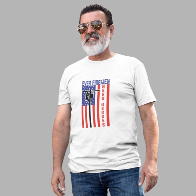 Camiseta Citação de Bandeira Americana do Funny Lineman (Funny Lineman Firemen American Flag Quote T-Shirt)