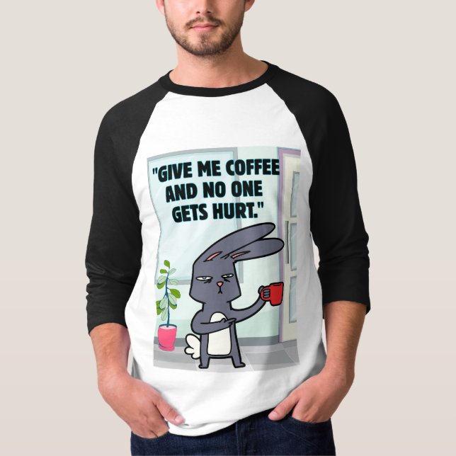 Camiseta citação de café coelho (Frente)