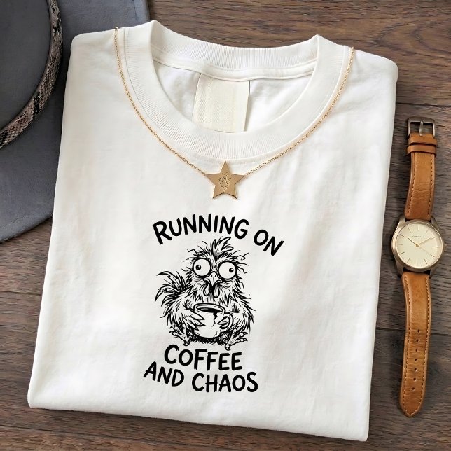 Camiseta Citação de Café com Frangos Feral (Criador carregado)