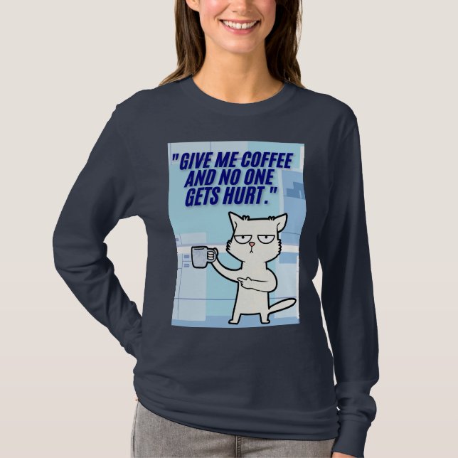 Camiseta citação de café de gatos (Frente)
