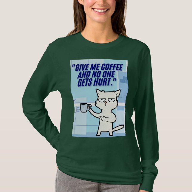 Camiseta citação de café de gatos (Frente)