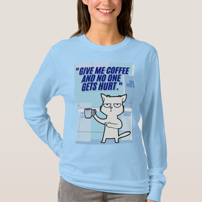 Camiseta citação de café de gatos (Frente)