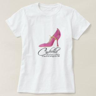 Camiseta Citação de Calçados Rosa da Princesa Cinderela