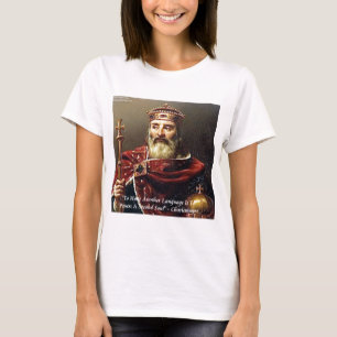 Camiseta Citação de Carlomagno e Línguas Famosas