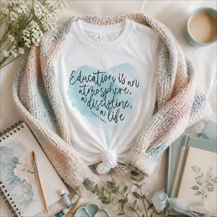 Camiseta Citação de Charlotte Mason Aquarela Coração