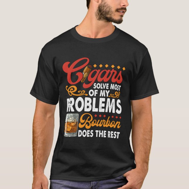 Camiseta Citação De Cigarro E Uísque Bourbon Humor (Frente)