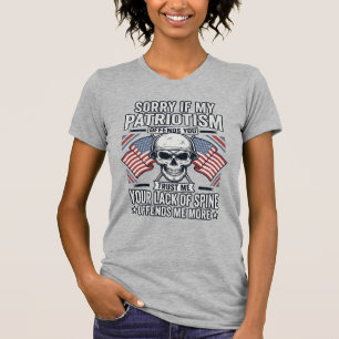 Camiseta Citação de Desenho Vetorial de Crânio Patriótico V