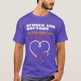 Camiseta Citação de design de estetoscópio com coração famí
