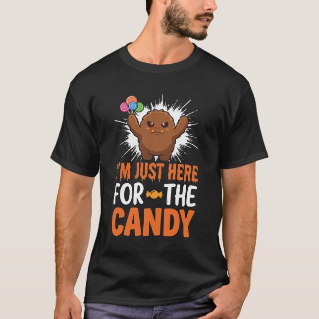 Camiseta Citação de Design de Monstro de Doces de Halloween (Frente)