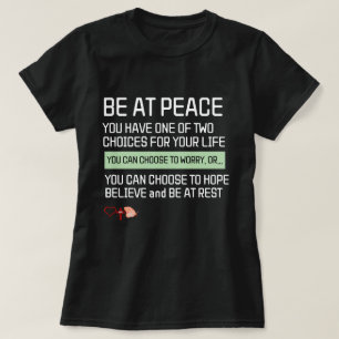 Camiseta Citação de Energia Positiva Sobre Preocupação Ment