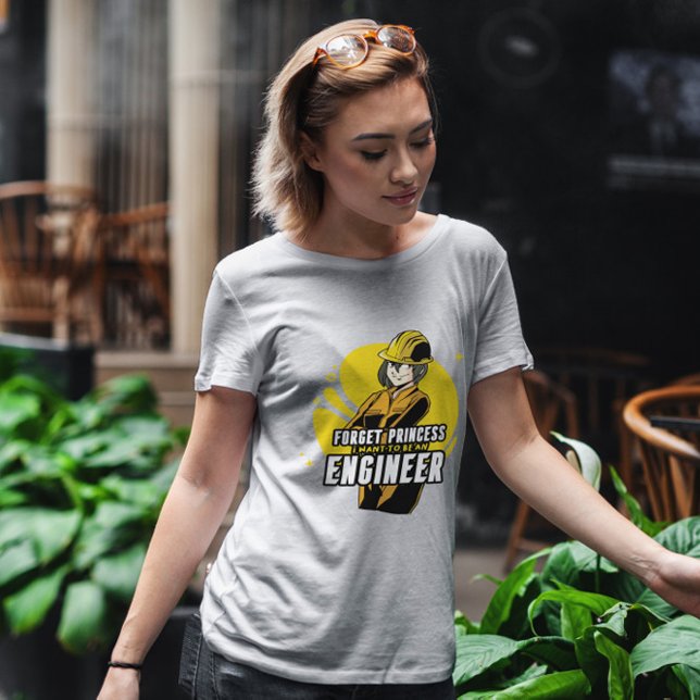 Camiseta Citação de Engenheiro de Menina de Animação (Criador carregado)