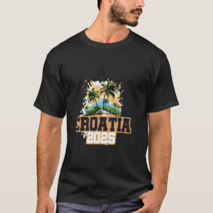 Camiseta Citação de Férias Colorida Croácia 2025