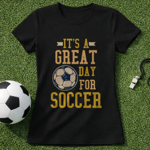 Camiseta Citação de Futebol Ótimo Dia Tipografia de Bola Vi