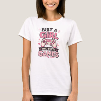 Camiseta Citação de Garota Gamer Arte de Controle Pink