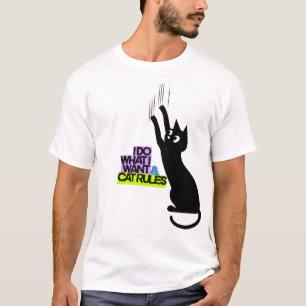 Camiseta Citação de Gato Atitude – “Faço o que Quero & Gato