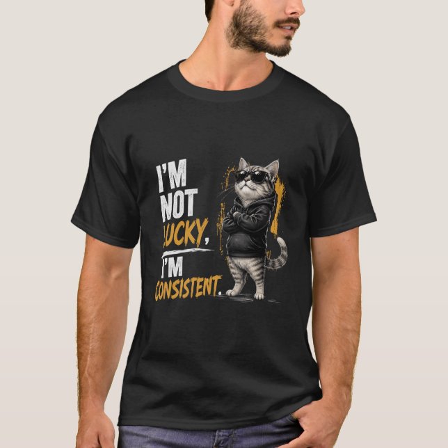 Camiseta Citação de Gato Confiante Estilo Rua Design (Frente)