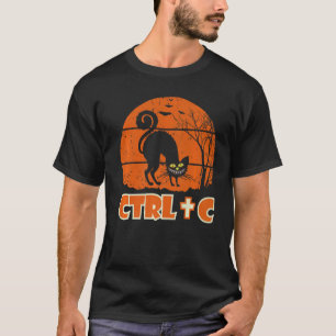 Camiseta Citação de Gato de Halloween Ctrl+c Halloween Lega