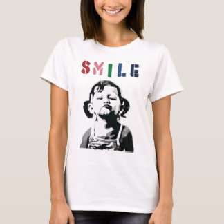 Camiseta Citação de grafite Banksy SMILE com garota não sor