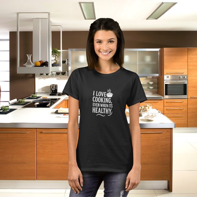 Camiseta Citação de humor cozinhar branco preto (Criador carregado)
