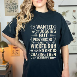 Camiseta Citação de Humor de Caminhada Provérbios 28:1 Vint